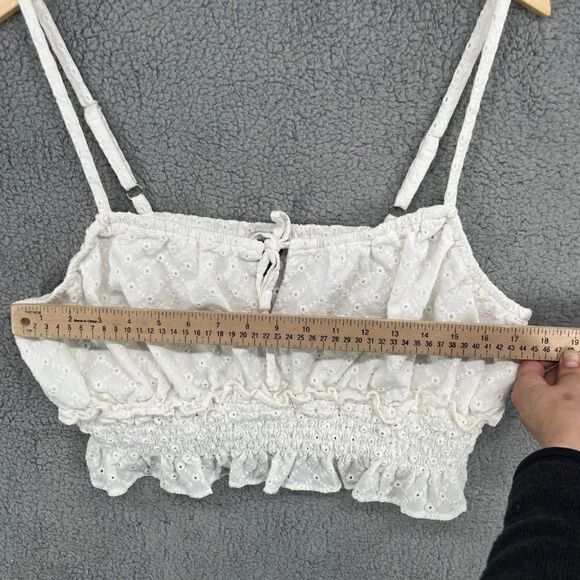 Wild Fable Boho White Eyelet Lace Cropped Top Size XXL - Picture 7 of 13